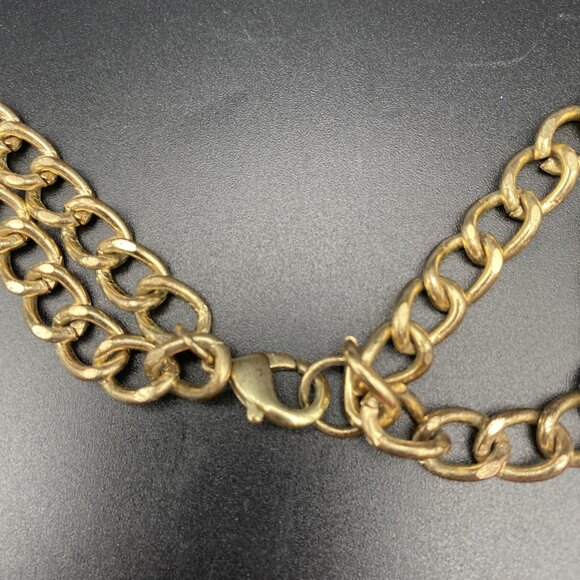 Orange Rhinestone Necklace Statement Couture Runway Glamour Curb Link 17" LOOK - Picture 7 of 10